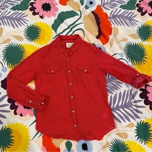 Sz S Forever 21 Button down Shirt in tomato color with white dots